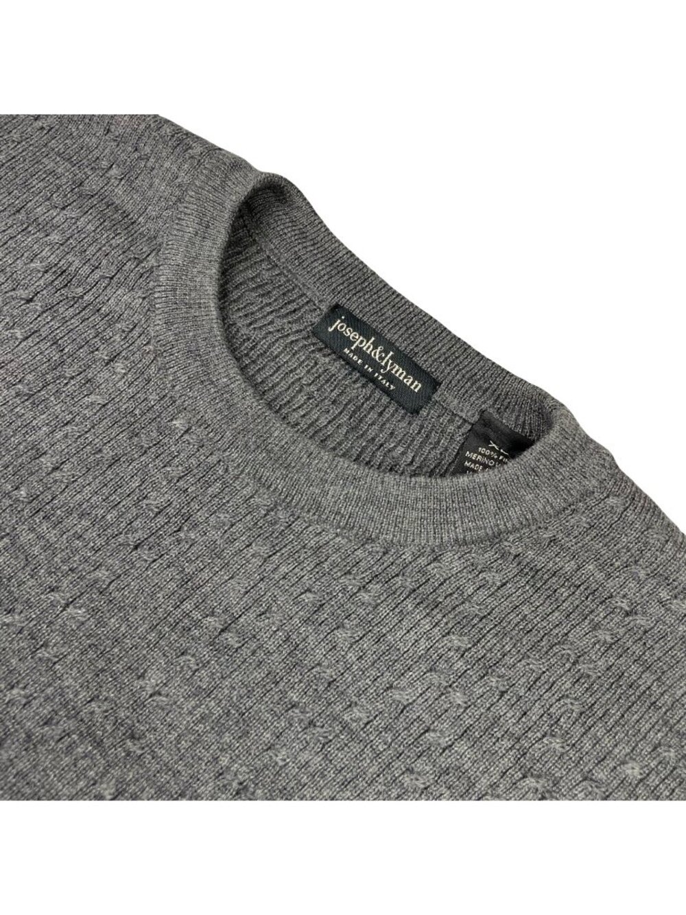 Joseph & Lyman Men’s 100% Wool Textured Knit Pullover Sweater Gray • Italy • XL